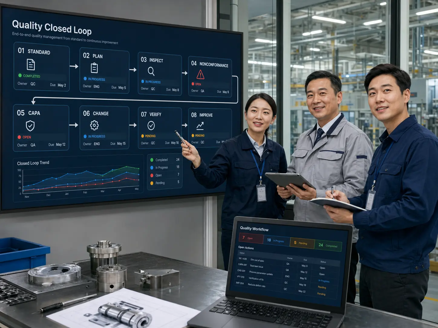 制造企业从质量标准、检验、处置、不合格到CAPA验证和改进的八步流程