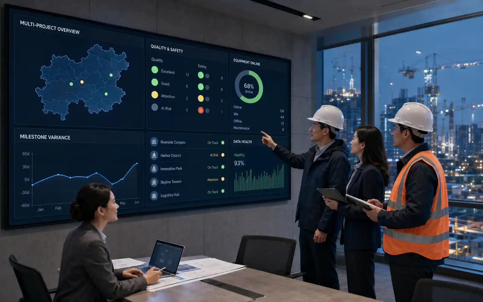 High-fidelity smart construction project command center and operations console