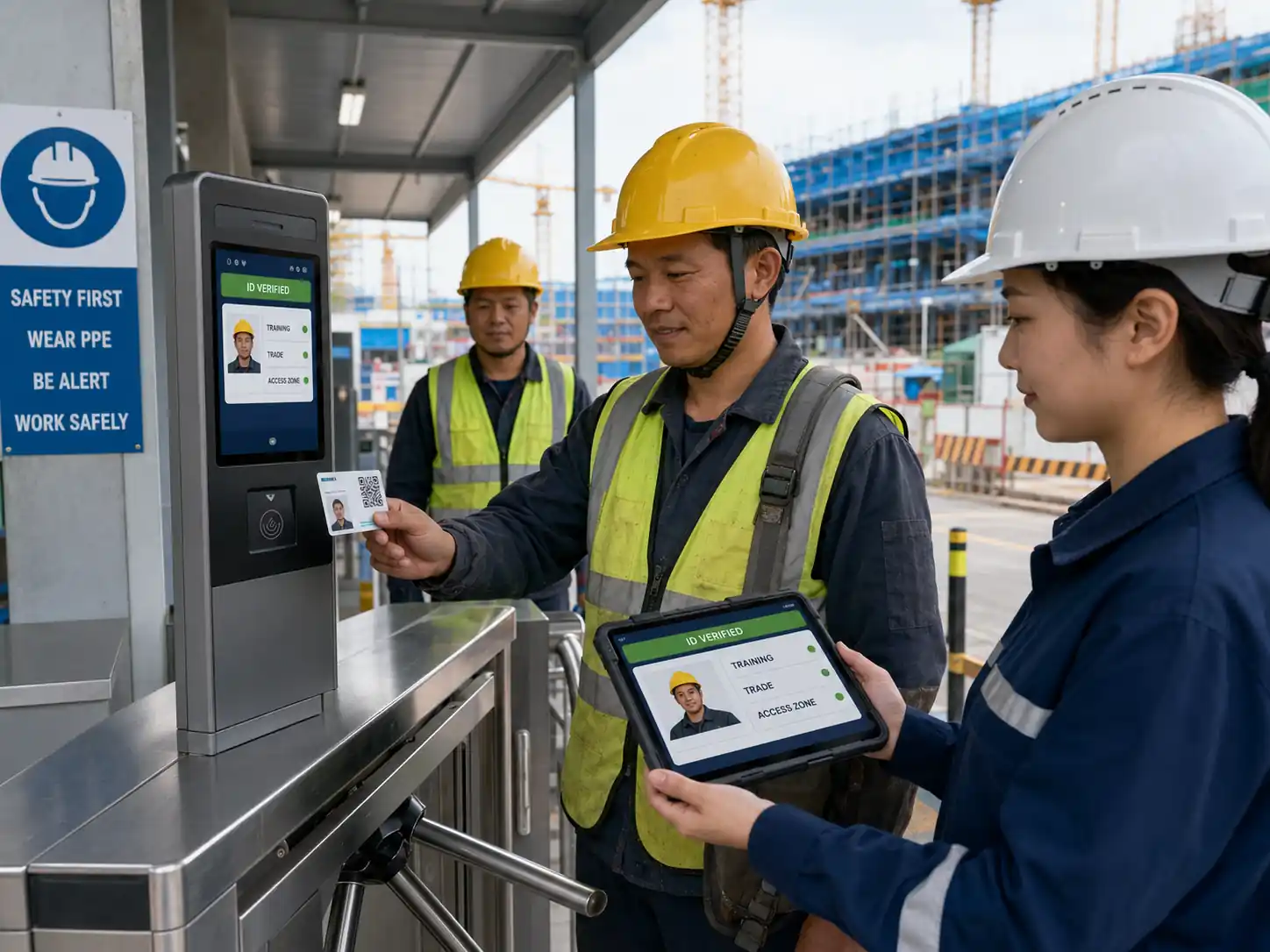 High-fidelity workforce identity, safety induction, credential and zone access experience