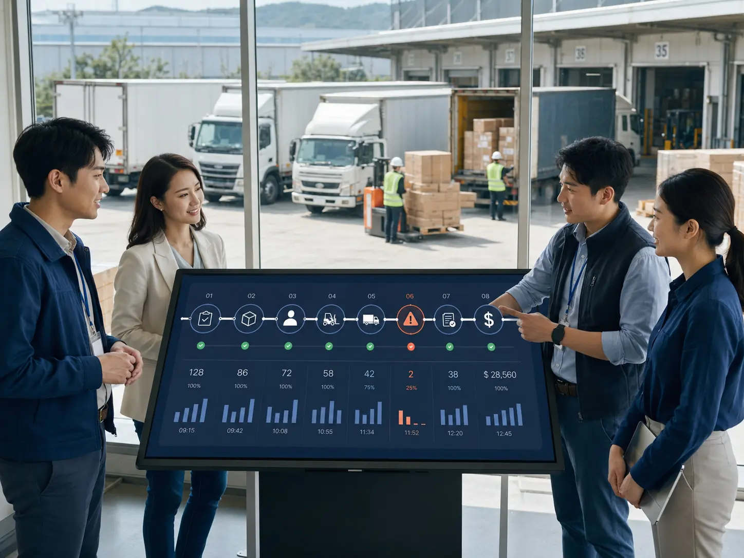 End-to-end transport workflow from order to settlement
